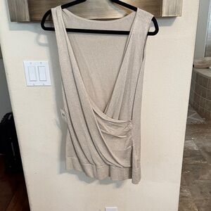 Ann Taylor Shimmering Silver Drape Blouse